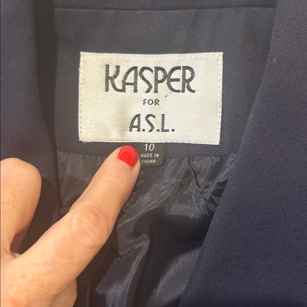 Kasper A.S.L. Wmns Navy Blazer and Floral Pleated Midi Skirt Set Sz 10 Vintage - Picture 5 of 9